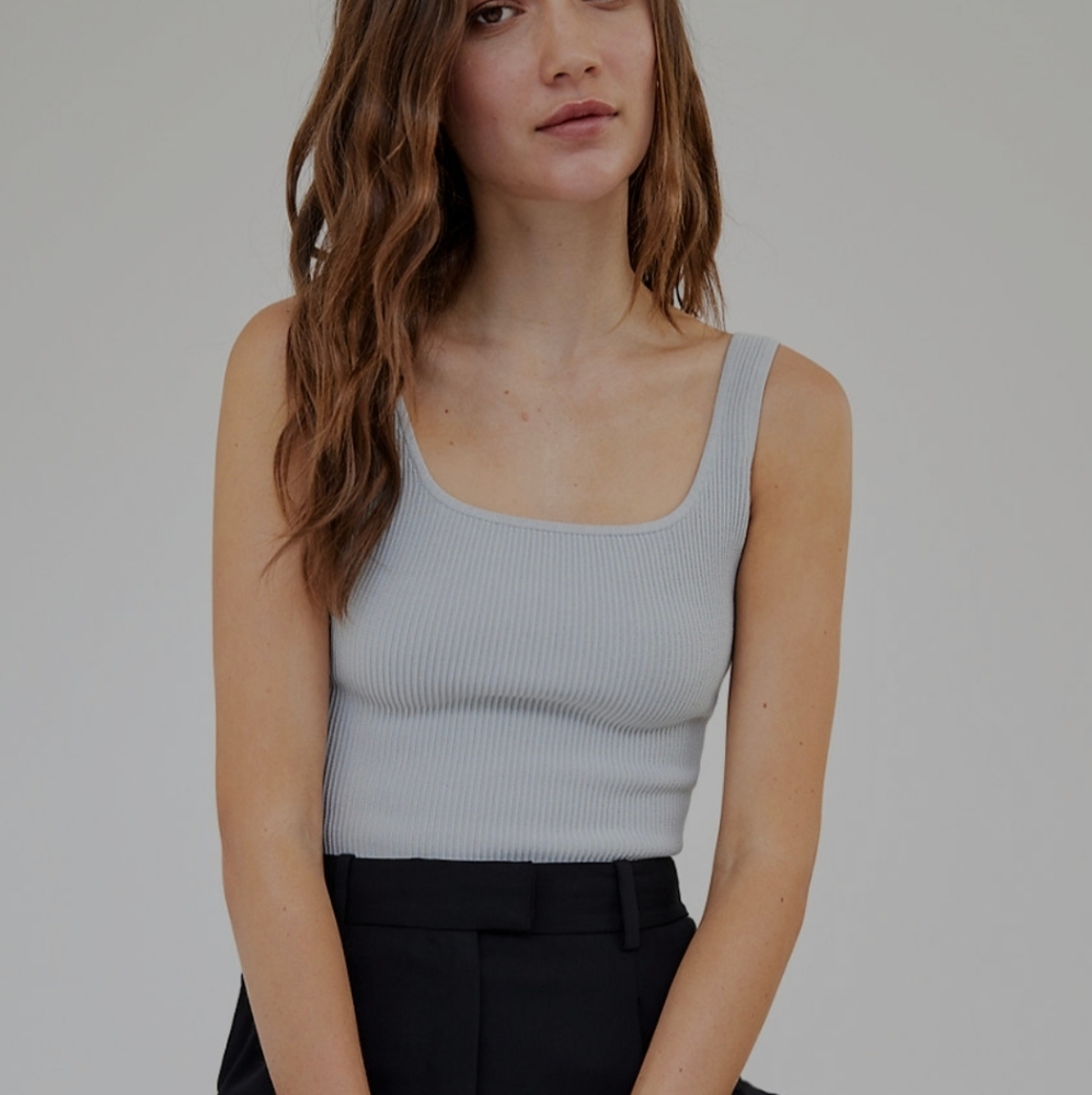 Aritzia Babaton Sculpt Knit Tank in Willow Blue